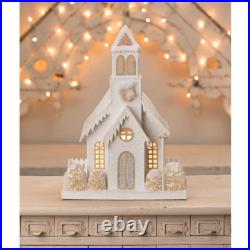 Bethany Lowe Christmas Metallic Light Up Putz Style Church LC1564
