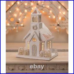 Bethany Lowe Christmas Metallic Light Up Putz Style Church LC1564