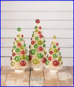 Bethany Lowe Christmas Retro Christmas Polka Dot Bottle Brush Trees 3pc
