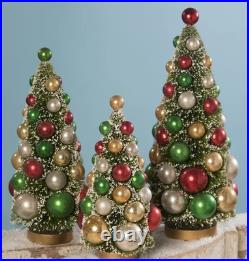 Bethany Lowe Christmas Vintage Style Traditional Bottle Brush Trees S/3-13''LG