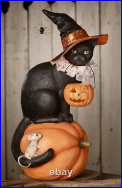 Bethany Lowe Halloween CAT WITCH ON PUMPKIN #TD4155 NEW