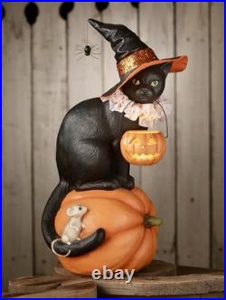 Bethany Lowe Halloween CAT WITCH ON PUMPKIN #TD4155 NEW