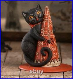 Bethany Lowe Halloween Hugga-Hat Jack Black Cat Figurine- New 2025! -7.75'H