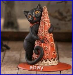 Bethany Lowe Halloween Hugga-Hat Jack Black Cat Figurine- New 2025! -7.75'H