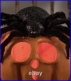 Bethany Lowe Halloween SPIDER ON PUMPKIN Jack-O-Lantern #TJ3309 LIGHT INCLUDED