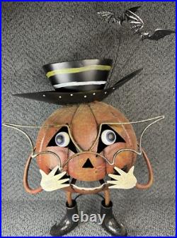 Binx Iron Halloween Springy Legs BENEDICT & LEOPOLD PUMPKIN Bats Folk Art 26