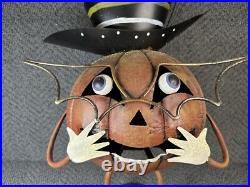 Binx Iron Halloween Springy Legs BENEDICT & LEOPOLD PUMPKIN Bats Folk Art 26