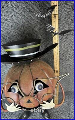 Binx Iron Halloween Springy Legs BENEDICT & LEOPOLD PUMPKIN Bats Folk Art 26