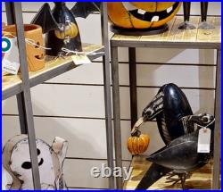 Black Crow Set 2 Crows and Pumpkin Reclaimed Metal Fall Decor Country Farmhouse