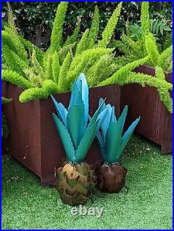 Blue Agave Cactus Yard Art, Metal Garden Decor for Yard or Home, Hand Crafted Li