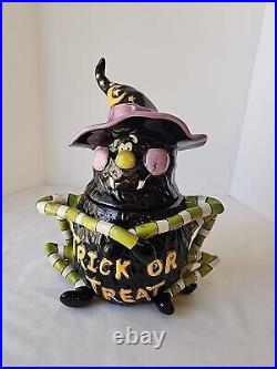 Blue Sky Clayworks Spider Witch Trick Or Treat Halloween Cookie Candy Jar 2009