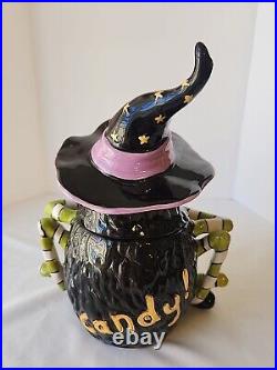 Blue Sky Clayworks Spider Witch Trick Or Treat Halloween Cookie Candy Jar 2009