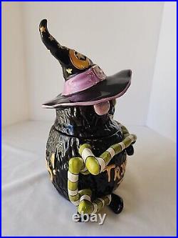 Blue Sky Clayworks Spider Witch Trick Or Treat Halloween Cookie Candy Jar 2009
