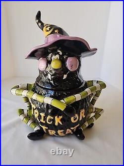Blue Sky Clayworks Spider Witch Trick Or Treat Halloween Cookie Candy Jar 2009