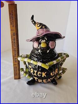 Blue Sky Clayworks Spider Witch Trick Or Treat Halloween Cookie Candy Jar 2009
