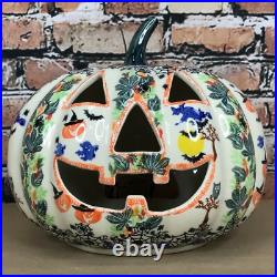 Boleslawiec Polish Pottery Kalich Jack O Lantern 10 Pumpkin Unikat Painted
