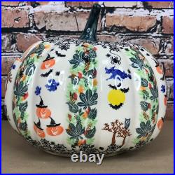 Boleslawiec Polish Pottery Kalich Jack O Lantern 10 Pumpkin Unikat Painted
