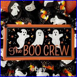 Boo Crew Halloween Wreath With Adorable Ghosts Handmade Deco Mesh