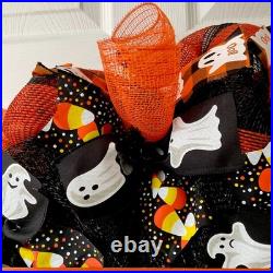 Boo Crew Halloween Wreath With Adorable Ghosts Handmade Deco Mesh
