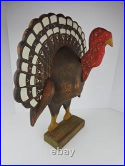 Boone River Creations Wooden Turkey Folk Art Thanksgiving 19.5 Primitive