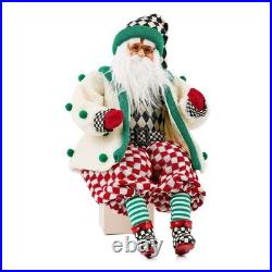 Brand New Mackenzie Childs Check It Out Jovial Fabric Santa