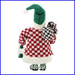 Brand New Mackenzie Childs Check It Out Small Fabric Santa