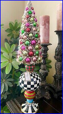 Brand New Mackenzie Childs Christmas Granny Kitsh Bottle Brush Pedestal Tree 28