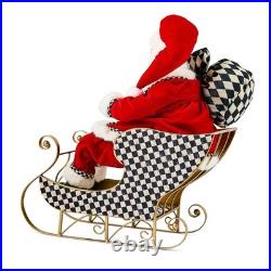 Brand New Mackenzie Childs Classic Courtly Fabric Santa In Sleigh