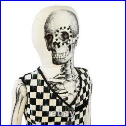 Brand New Mackenzie Childs Mr. Bones Lifesize Poseable Fabric Skeleton