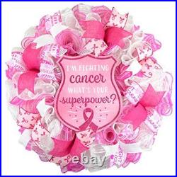 Breast Cancer Awareness Wreath Pink White Burlap Wreath Cancer Awareness