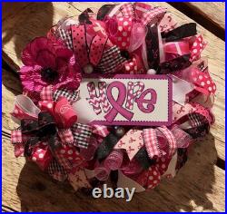 Breast Cancer Awareness wreath, Pink Ribbon Hope wreath, Cancer Support wreath