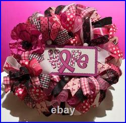 Breast Cancer Awareness wreath, Pink Ribbon Hope wreath, Cancer Support wreath