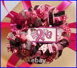 Breast Cancer Awareness wreath, Pink Ribbon Hope wreath, Cancer Support wreath