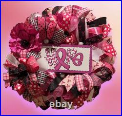 Breast Cancer Awareness wreath, Pink Ribbon Hope wreath, Cancer Support wreath