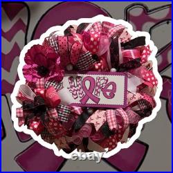 Breast Cancer Awareness wreath, Pink Ribbon Hope wreath, Cancer Support wreath