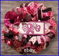 Breast Cancer Awareness wreath, Pink Ribbon Hope wreath, Cancer Support wreath