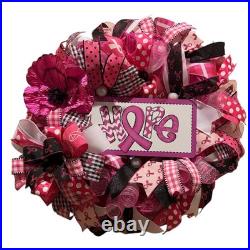 Breast Cancer Awareness wreath, Pink Ribbon Hope wreath, Cancer Support wreath
