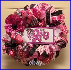 Breast Cancer Awareness wreath, Pink Ribbon Hope wreath, Cancer Support wreath