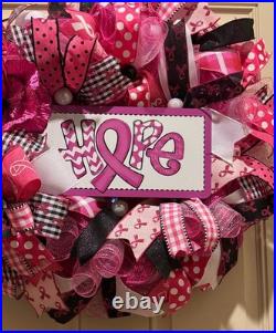 Breast Cancer Awareness wreath, Pink Ribbon Hope wreath, Cancer Support wreath