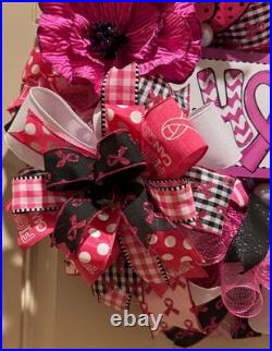 Breast Cancer Awareness wreath, Pink Ribbon Hope wreath, Cancer Support wreath