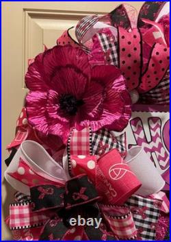 Breast Cancer Awareness wreath, Pink Ribbon Hope wreath, Cancer Support wreath