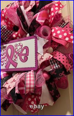 Breast Cancer Awareness wreath, Pink Ribbon Hope wreath, Cancer Support wreath