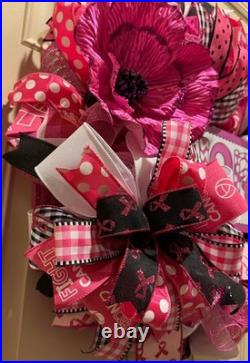 Breast Cancer Awareness wreath, Pink Ribbon Hope wreath, Cancer Support wreath