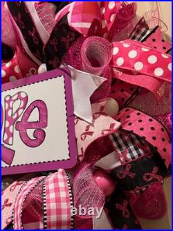 Breast Cancer Awareness wreath, Pink Ribbon Hope wreath, Cancer Support wreath