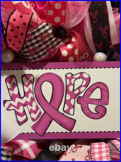 Breast Cancer Awareness wreath, Pink Ribbon Hope wreath, Cancer Support wreath