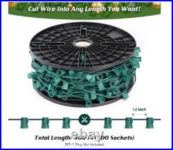 Brightever Commercial 500 FT C9 Green Christmas LED Light String E17 Sockets