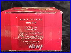 Brookstone Brass Tree & Reindeer Christmas Stocking Holder Heavy Lot of 4 Vtg