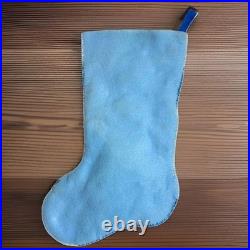 Bucilla Finished Snowman Christmas Stocking 16in Felt Sequin Beaded Blue