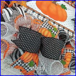 Buffalo Plaid Pumpkin Door Wreaths Black White Halloween Fall Thanksgiving