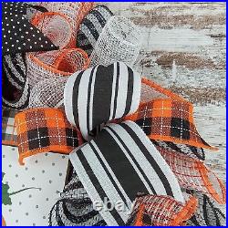 Buffalo Plaid Pumpkin Door Wreaths Black White Halloween Fall Thanksgiving